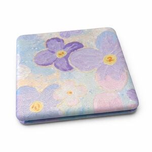 Double-Sided Silver-Tone Floral Compact Mirror